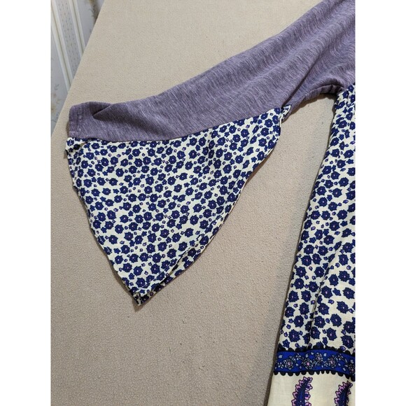 Umgee Blouse Women Small Boho/Hippie Floral/Paisley Bell Sleeve Top Purple/Blue - Picture 3 of 10